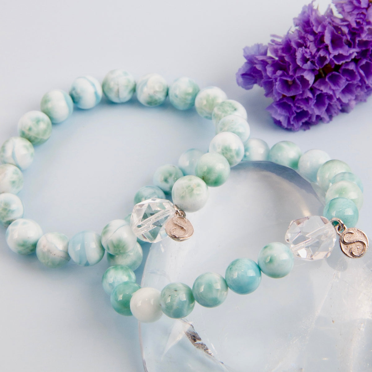 LIGHT OF TRUTH Larimar &amp; Herkimer Bracelet