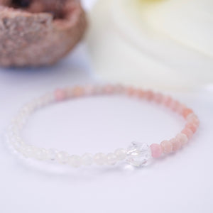 KARUNA KRIPA Loving Grace & self compassion | Pink Opal, Rose Quartz & Herkimer Quartz Bracelet