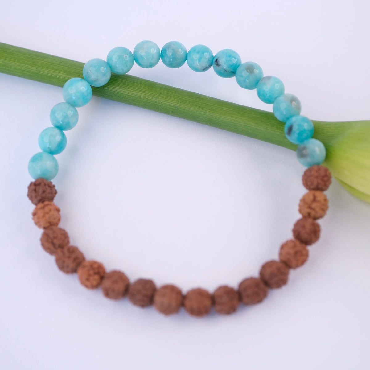 YAMUNOTRI Divine Emergence bracelet for Men | Amazonite & Rudraksha