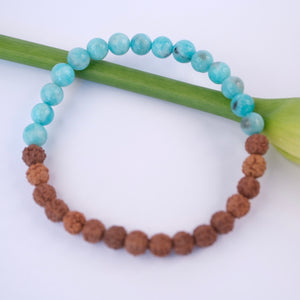 YAMUNOTRI Divine Emergence bracelet for Men | Amazonite & Rudraksha