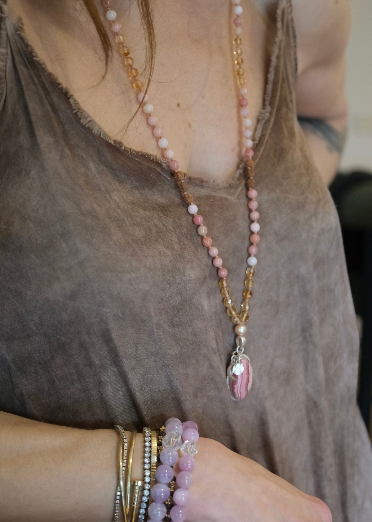 ATMA PREMA ‘The Sacred Self Love’ Mala | Rhodochrosite, Citrine, Pink Opal