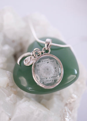 Sri Yantra Pendant 'Hand-carved in Himalayan Quartz' | 925 Sterling Silver