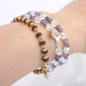 Light of the Shaman | Iolite, Herkimer Quartz wrap bracelet