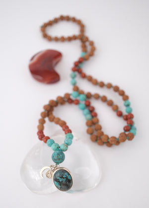 The TRIBAL Mala | Elders and Keepers of the Faith | Persian Turquoise, Red Jasper, Rudraksha
