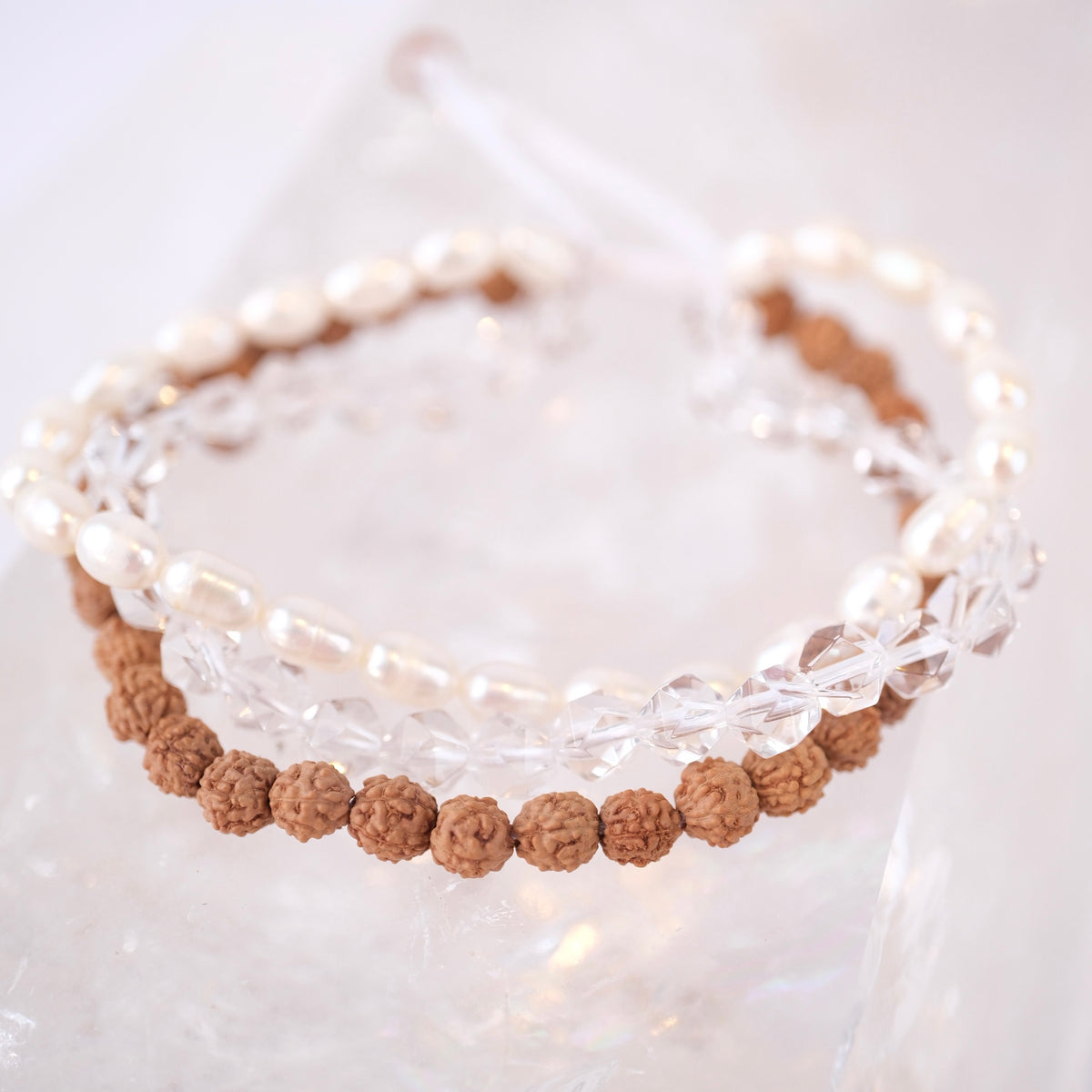 YOGA Bracelet | Pearl, Herkimer Quartz, Rudraksha