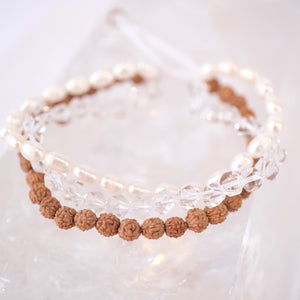 YOGA Bracelet | Pearl, Herkimer Quartz, Rudraksha