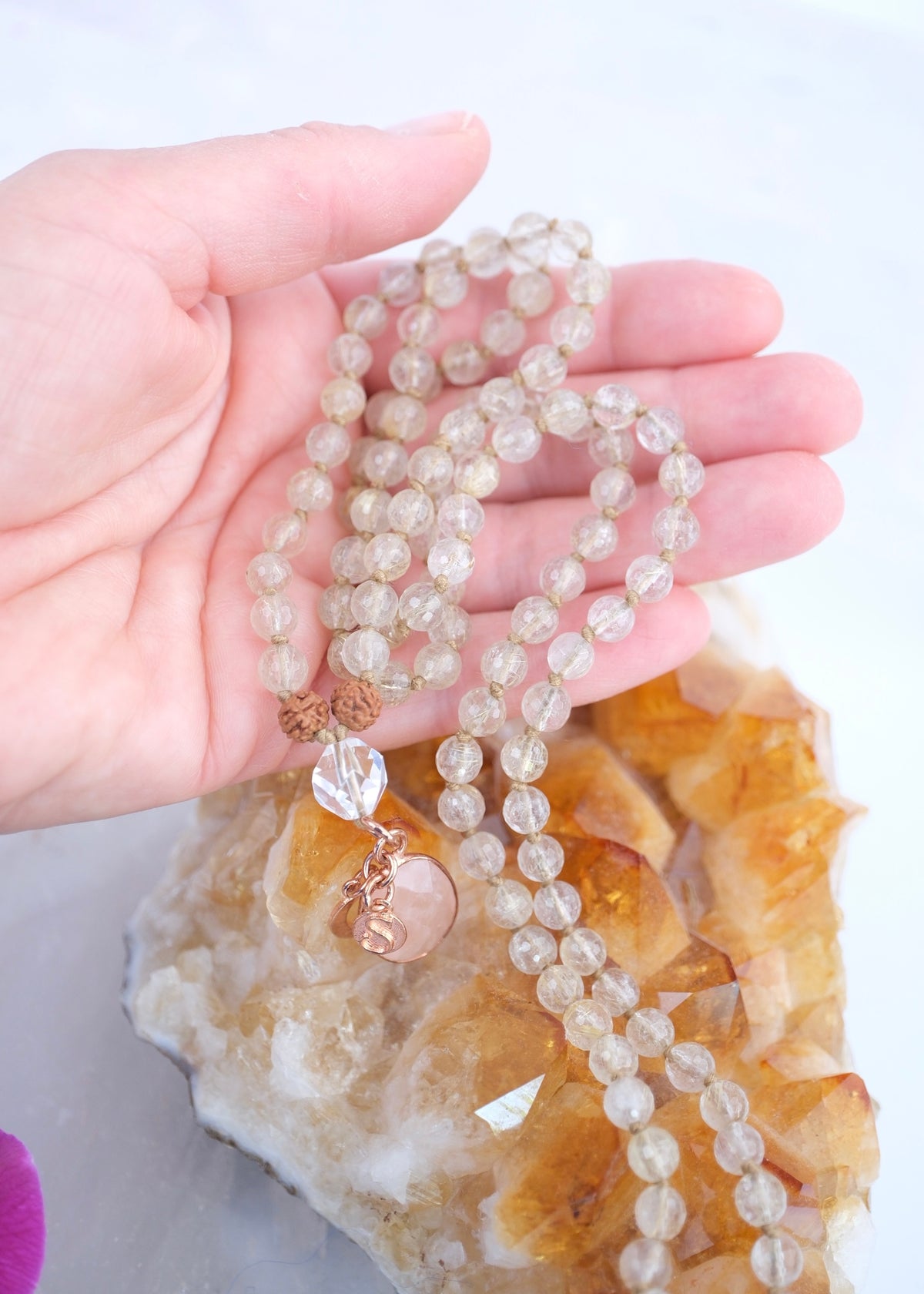 HARA Healing the Healers | Rose Quartz, Gold Rutile Quartz, Herkimer Diamond, Rudraksha