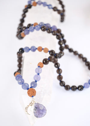 MAHADEV & the Third eye Mala | Tanzanite, Smoky Quartz & Rudraksha Mala