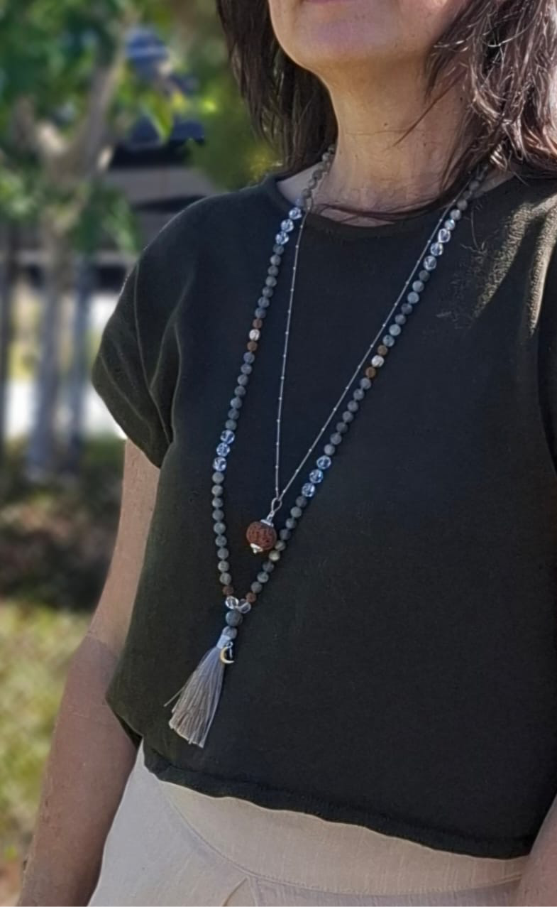 STAR SEED Mala | Labradorite, Herkimer, Silver, Rudraksha | Made for Visionaries