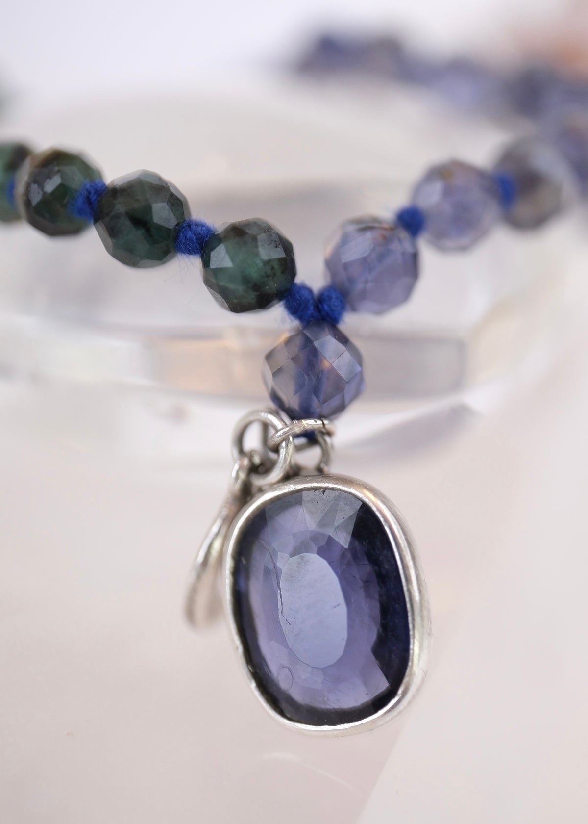 DEVAKA Divine, Celestial Mala | Emerald, Iolite & Rudraksha