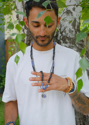 MAHADEV & the Third eye Mala | Tanzanite, Smoky Quartz & Rudraksha Mala
