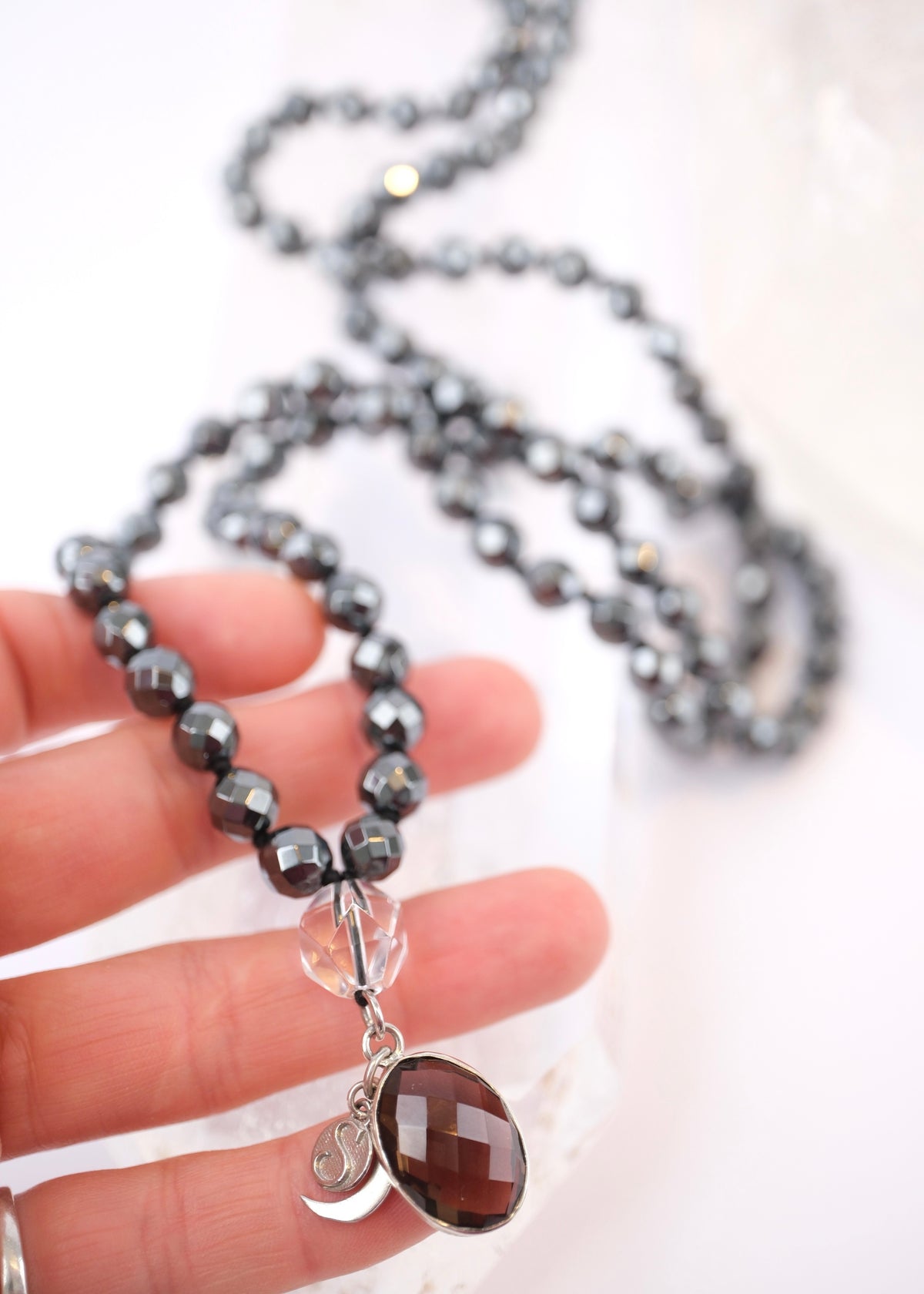 BHISHMA JI Great Knowledge Mala | Hematite & Smoky Quartz