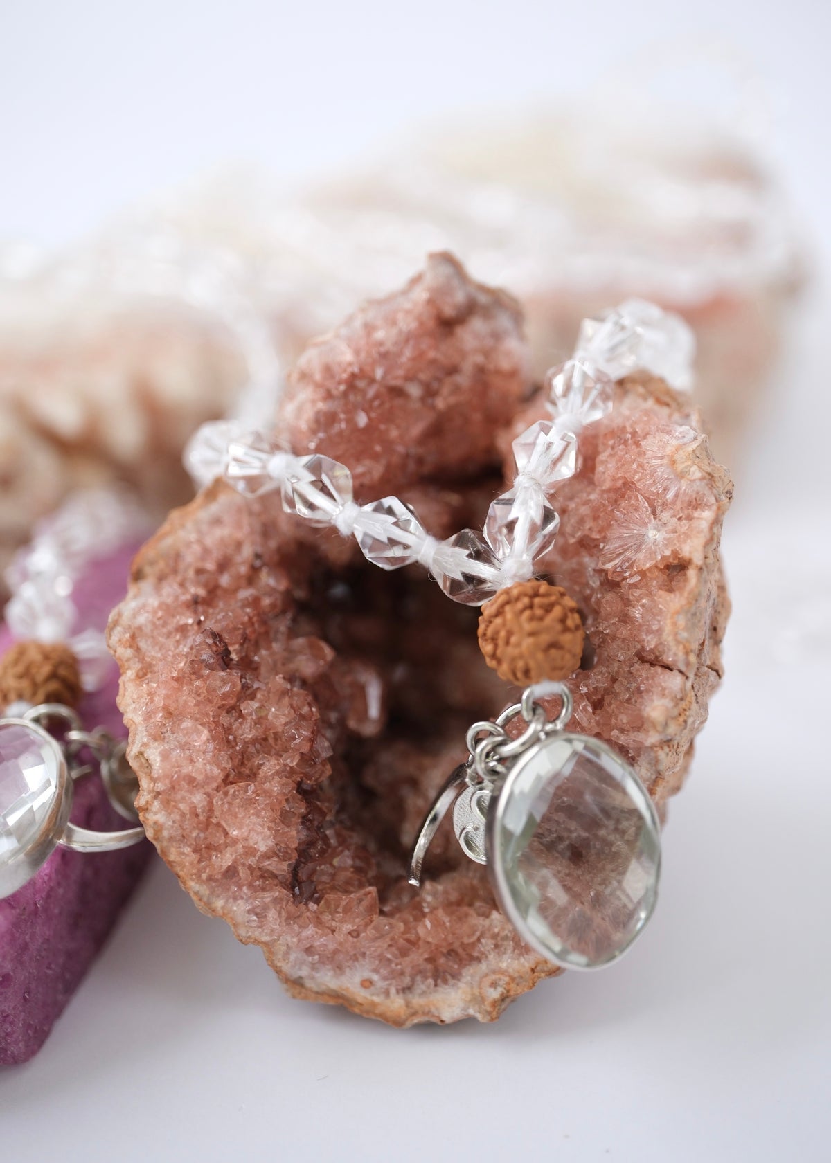 WHITE LIGHT MALA | Herkimer, Himalayan Quartz