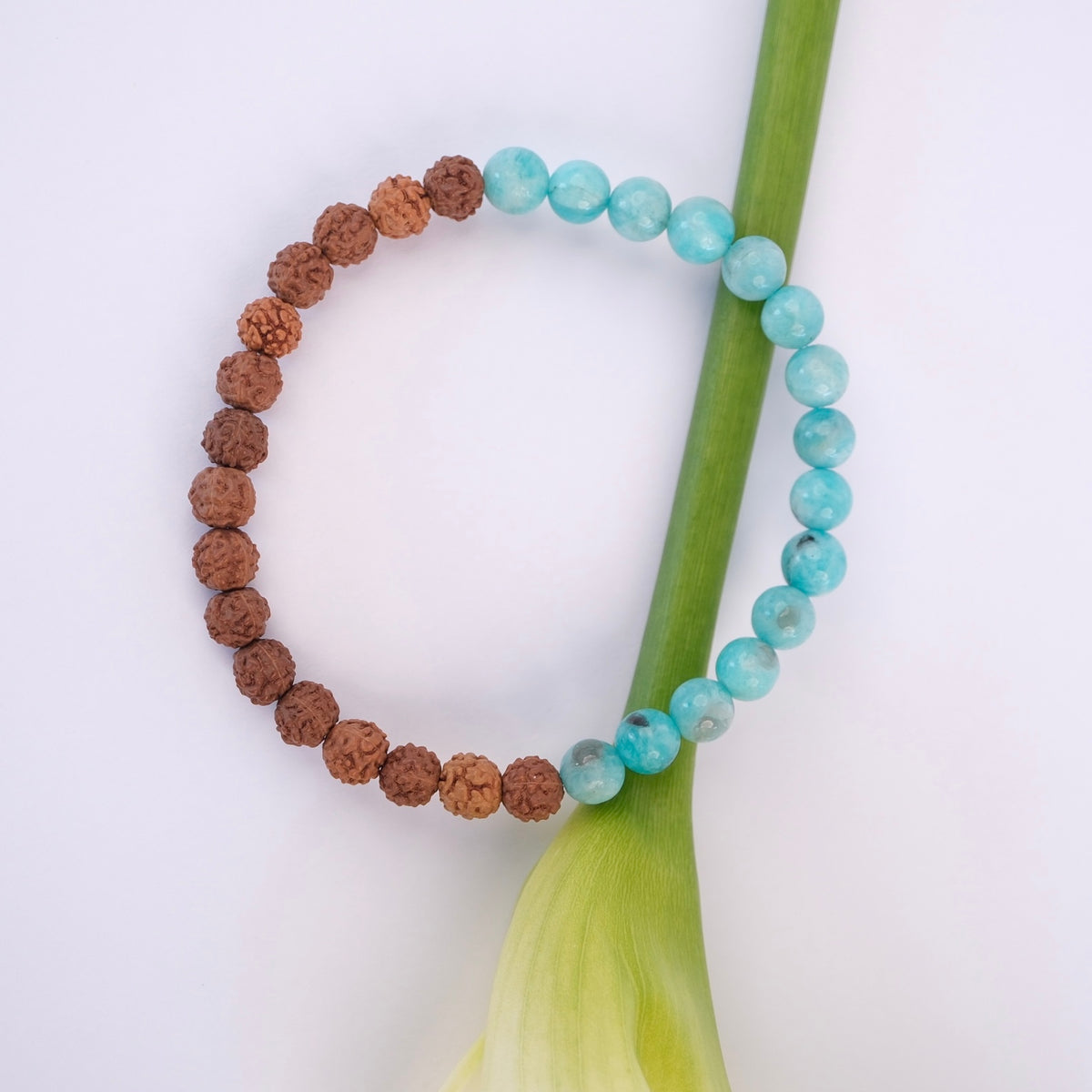 YAMUNOTRI Divine Emergence bracelet for Men | Amazonite & Rudraksha