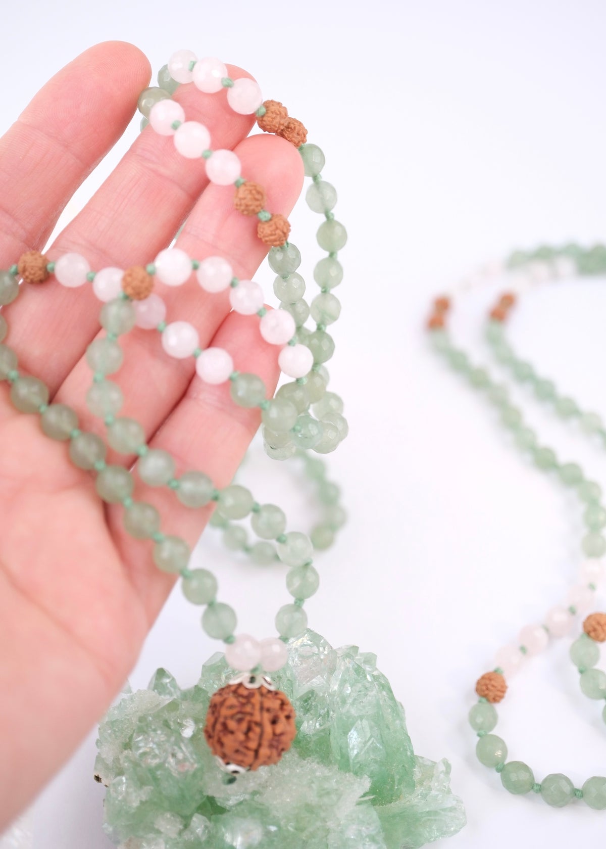 ANAHATA CHAKRA Heart Mala | Aventurine, Rose Quartz, Rudraksha