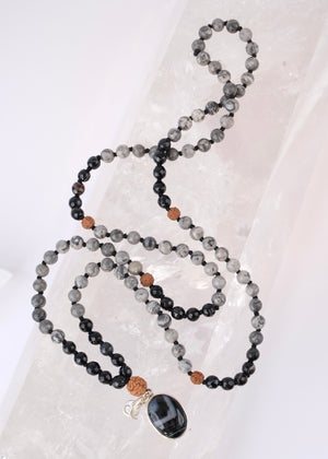 ADI YOGI Mala | Purpose & Protection | Map Stone, Onyx, Rudraksha