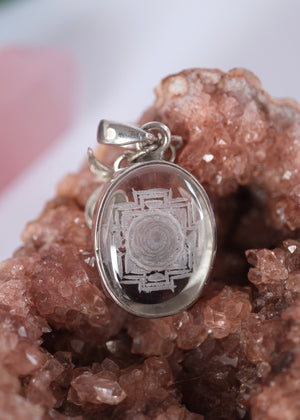 Sri Yantra Pendant 'Hand-carved in Himalayan Quartz' | 925 Sterling Silver