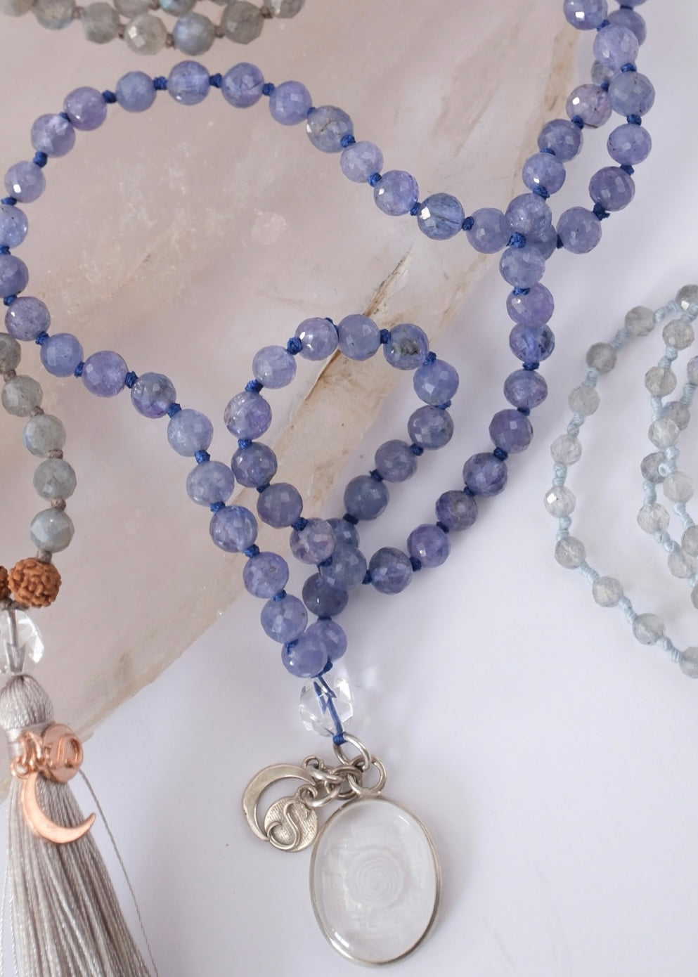 KASHI Awakened Mala | Tanzanite &amp; Himalayan Quartz | Shiva Consciousness