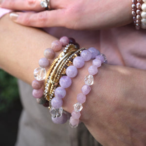 AMRITA Bracelet 'The Nectar of Peace' | 10mm Lavender Quartz with Herkimer