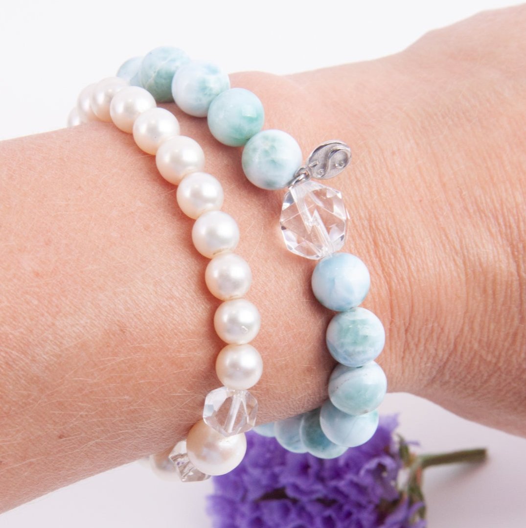 LIGHT OF TRUTH Larimar &amp; Herkimer Bracelet