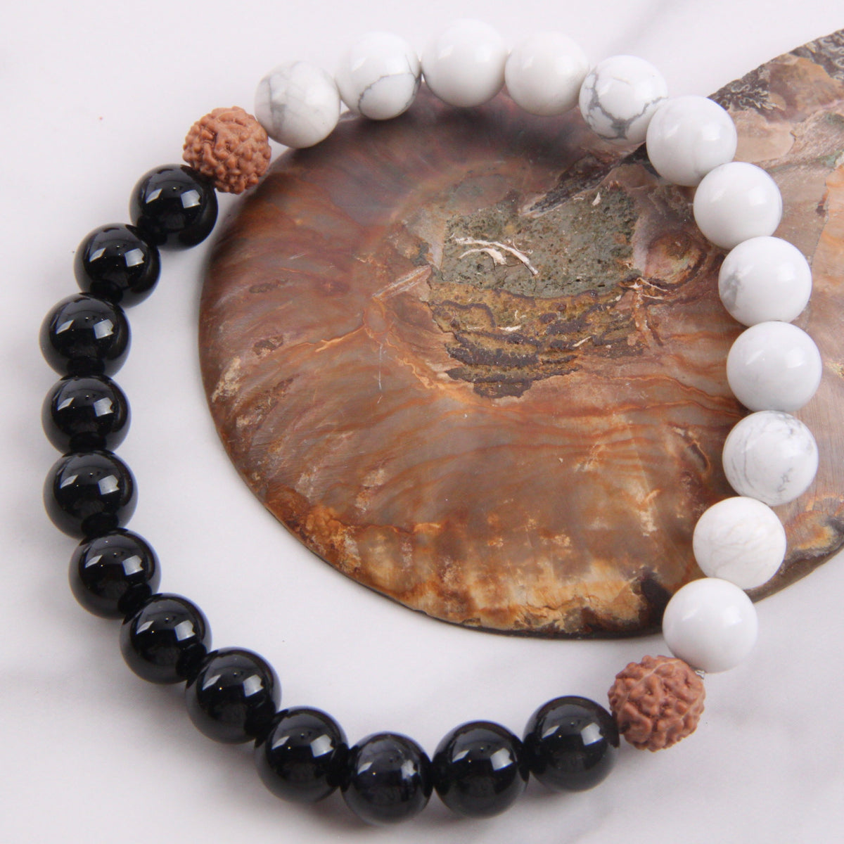 ALIGNMENT Mens Bracelet | Howlite, Obsidian, Rudraksha