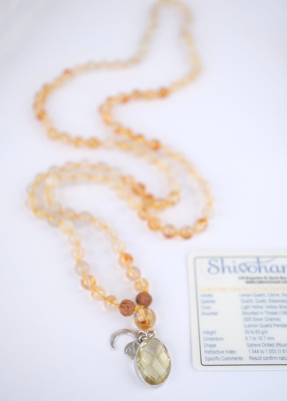 SOLAR PLEXUS Chakra Mala | Citrine, Lemon Quartz & Rudraksha