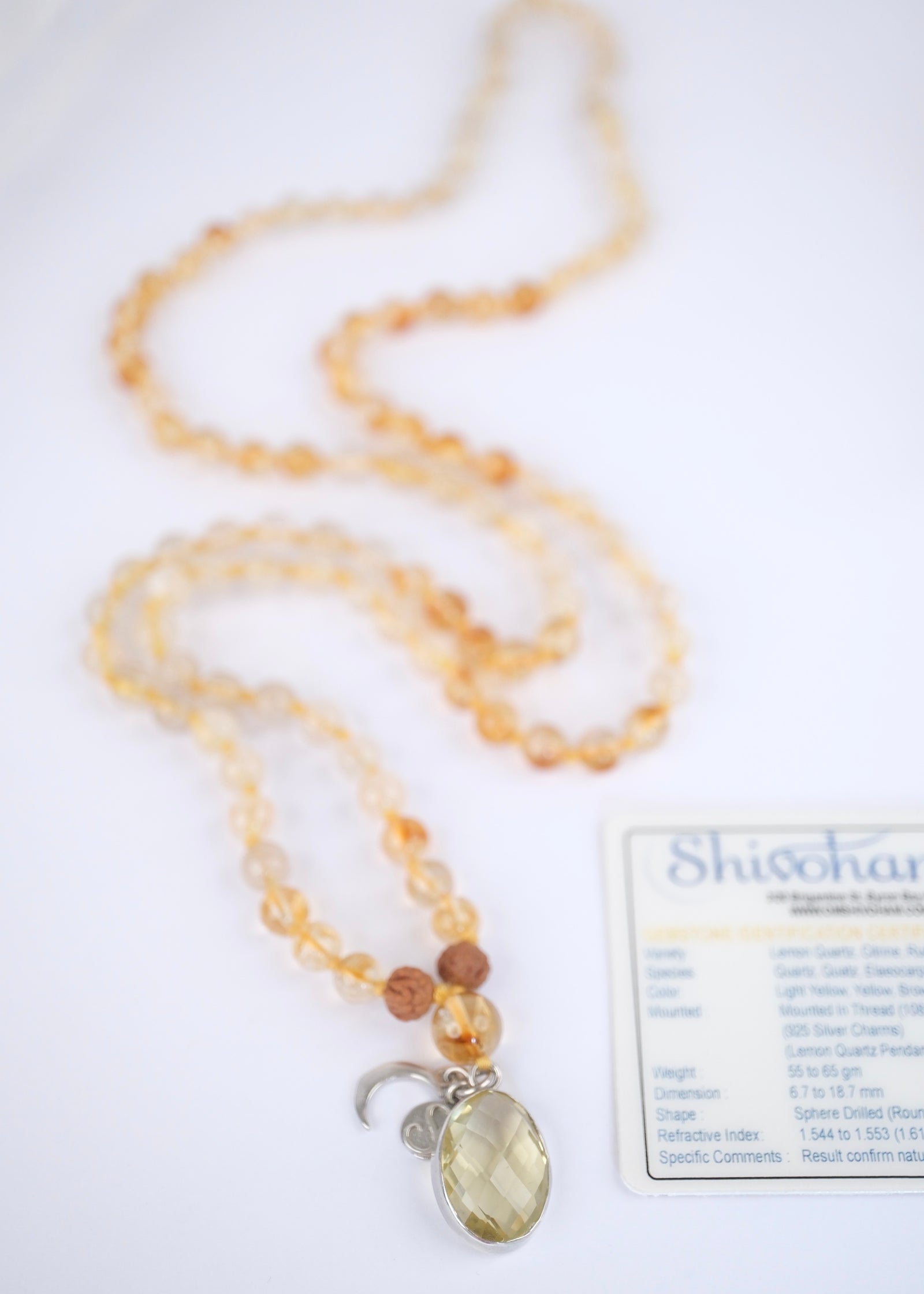 SOLAR PLEXUS Chakra Mala | Citrine, Lemon Quartz & Rudraksha