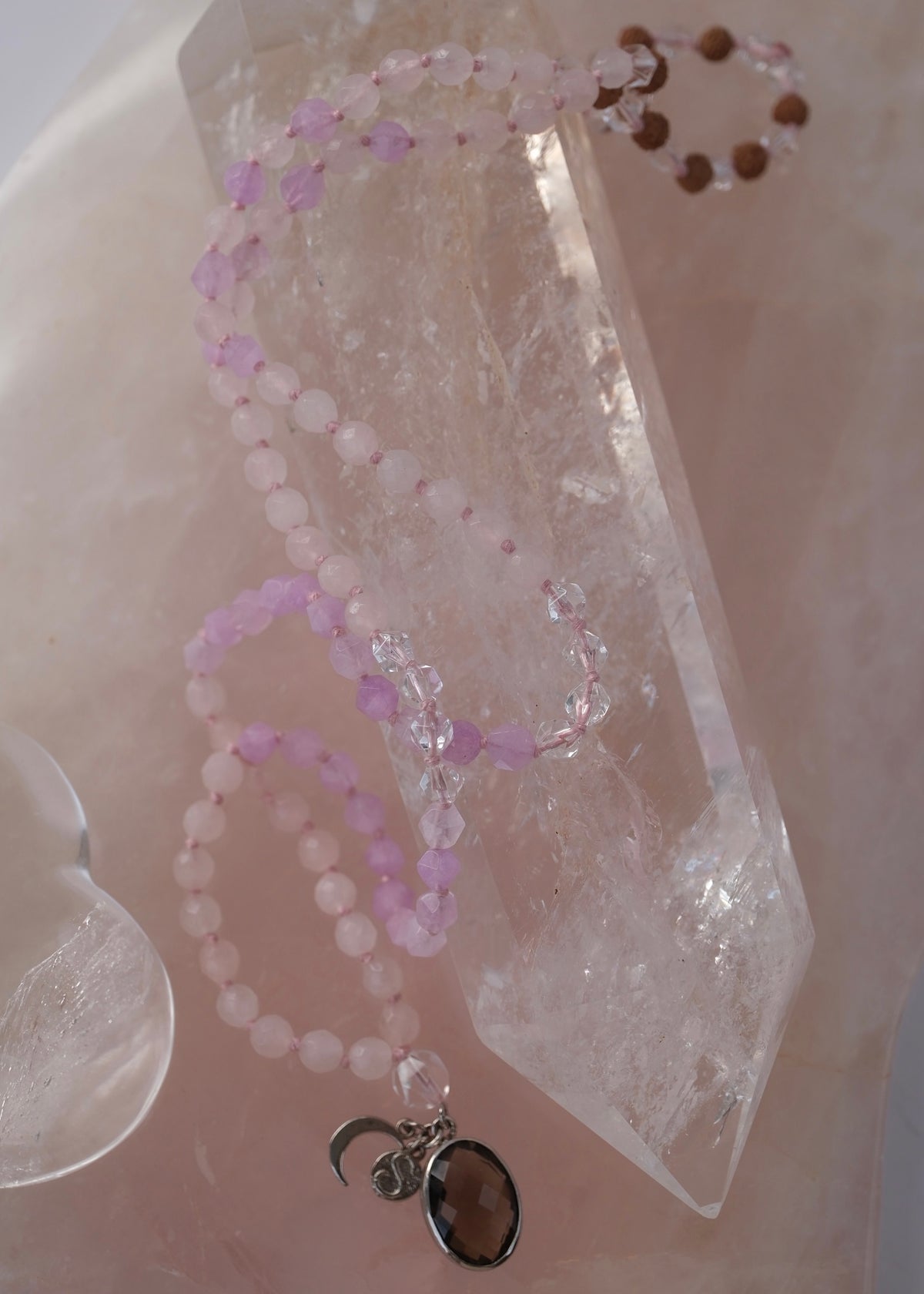 BHAVA Radiating Positivity Mala | Amethyst Herkimer, Smoky &amp; Rose Quartz