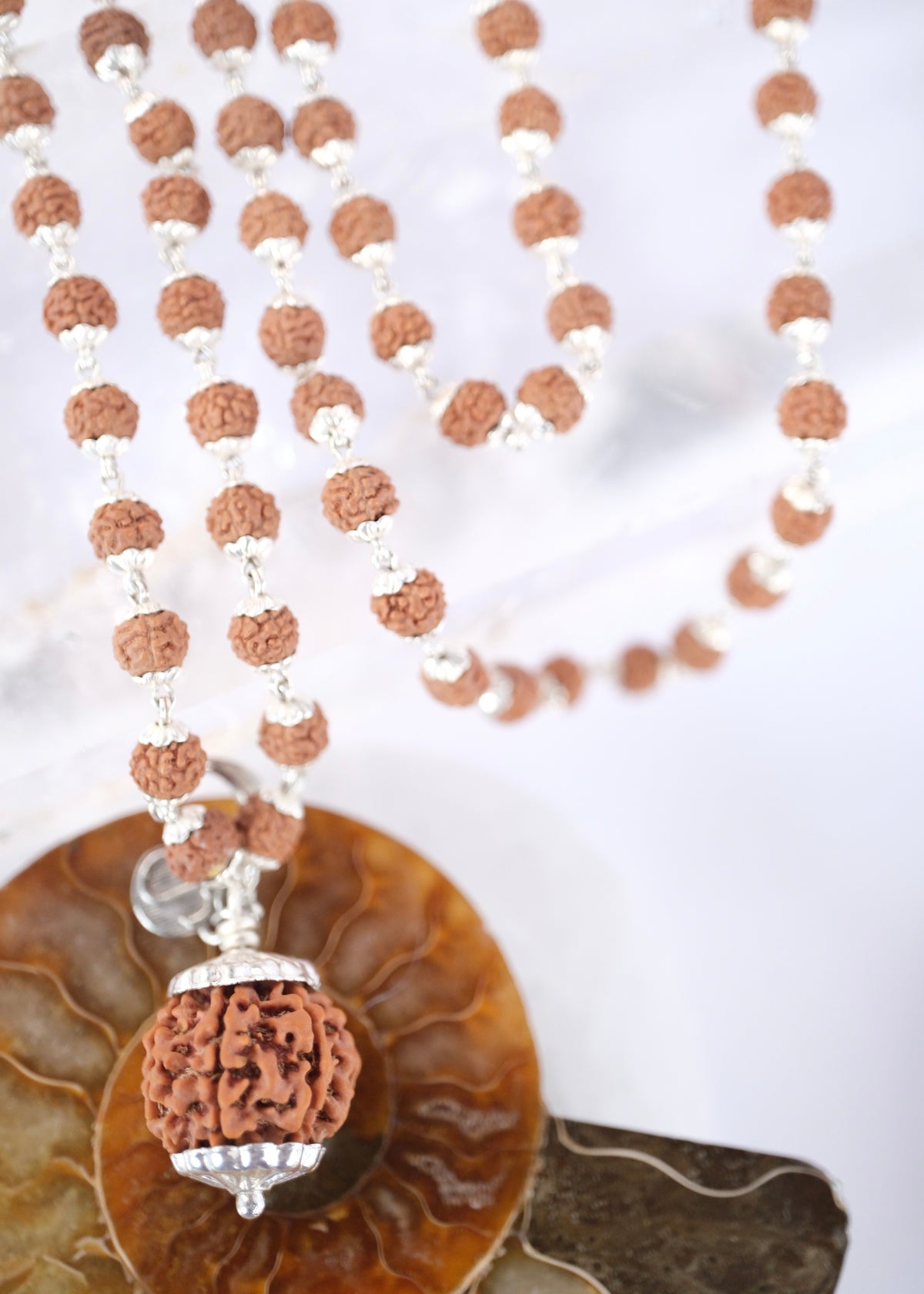 Collector’s size Seven Mukhi Rudraksha guru bead with custom Shivoham silver cap