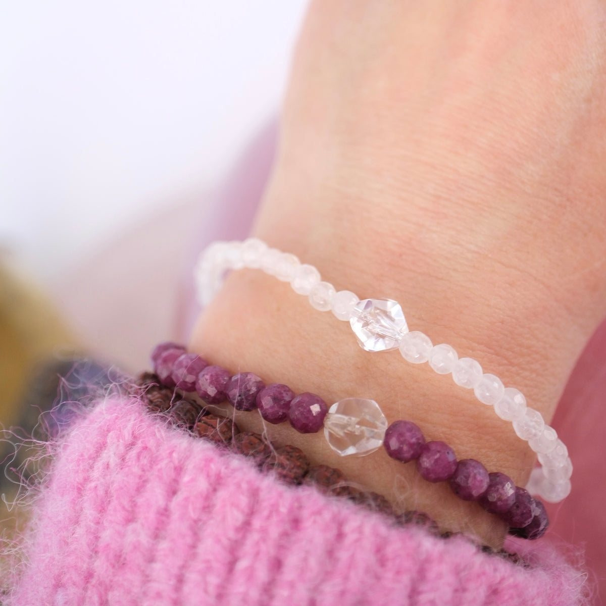 LOVE for the Self within bracelet | faceted 4mm Rose Quartz