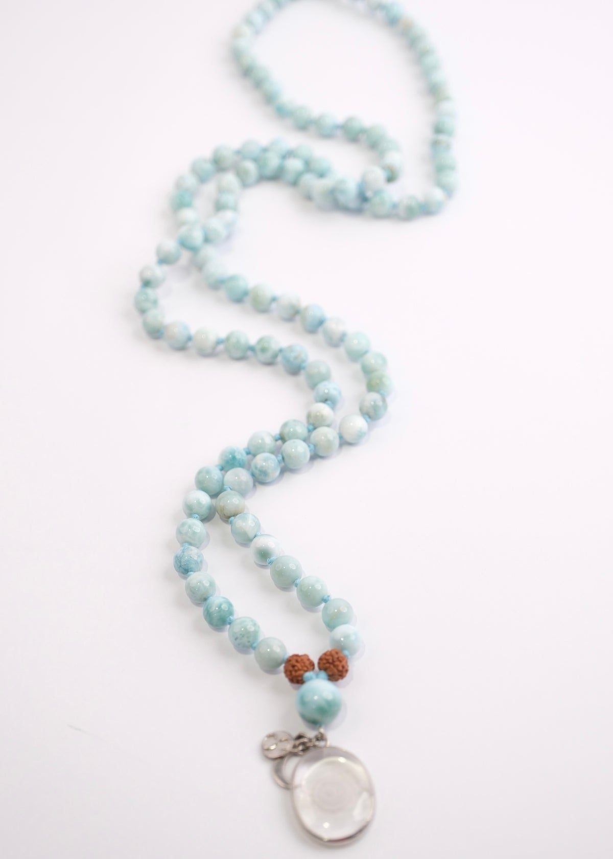 SATYA LOKA SRI DEVI Mala | Sri Yantra, Larimar, Rudraksha Mala