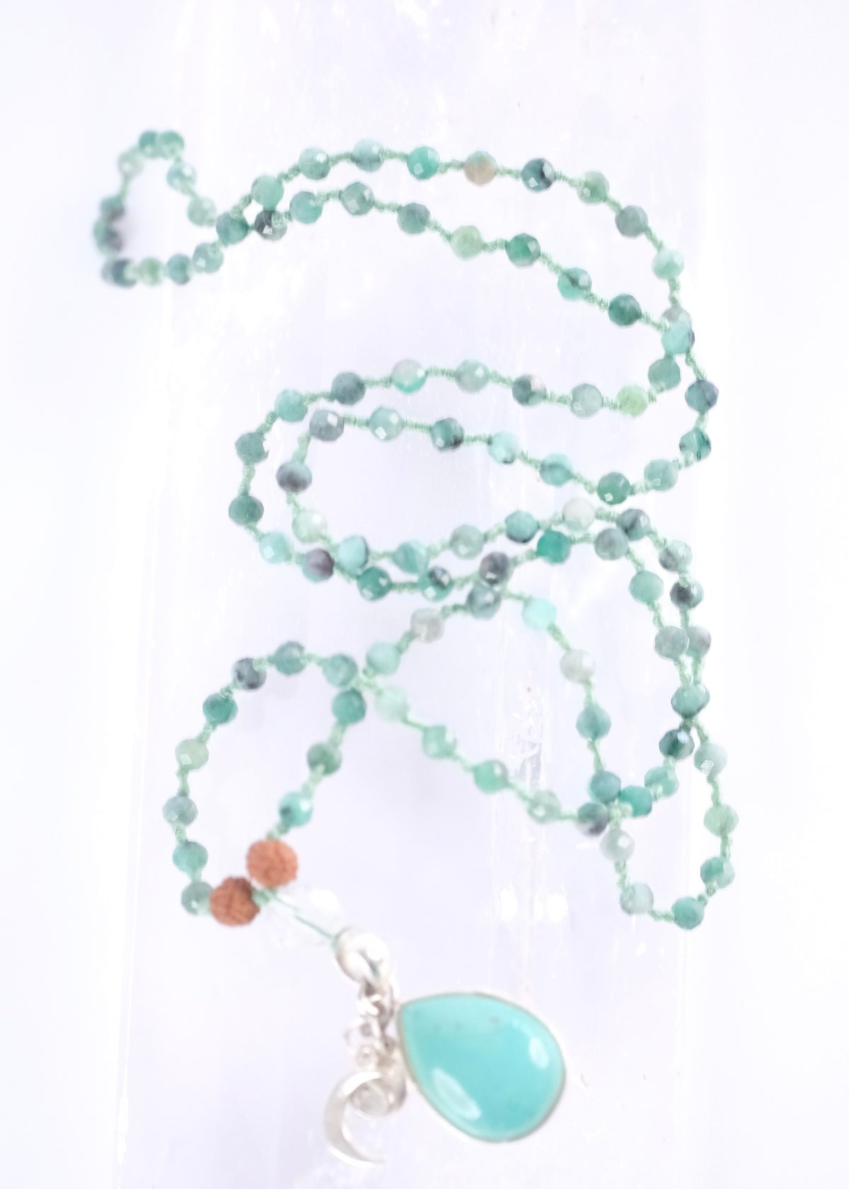BUDH PRIYA 'The Mala of Mercury's Grace' Vedic Collection | Emerald, Persian Turquoise & Rudraksha