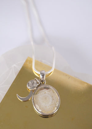 Sri Yantra Pendant 'Hand-carved in Himalayan Quartz' | 925 Sterling Silver