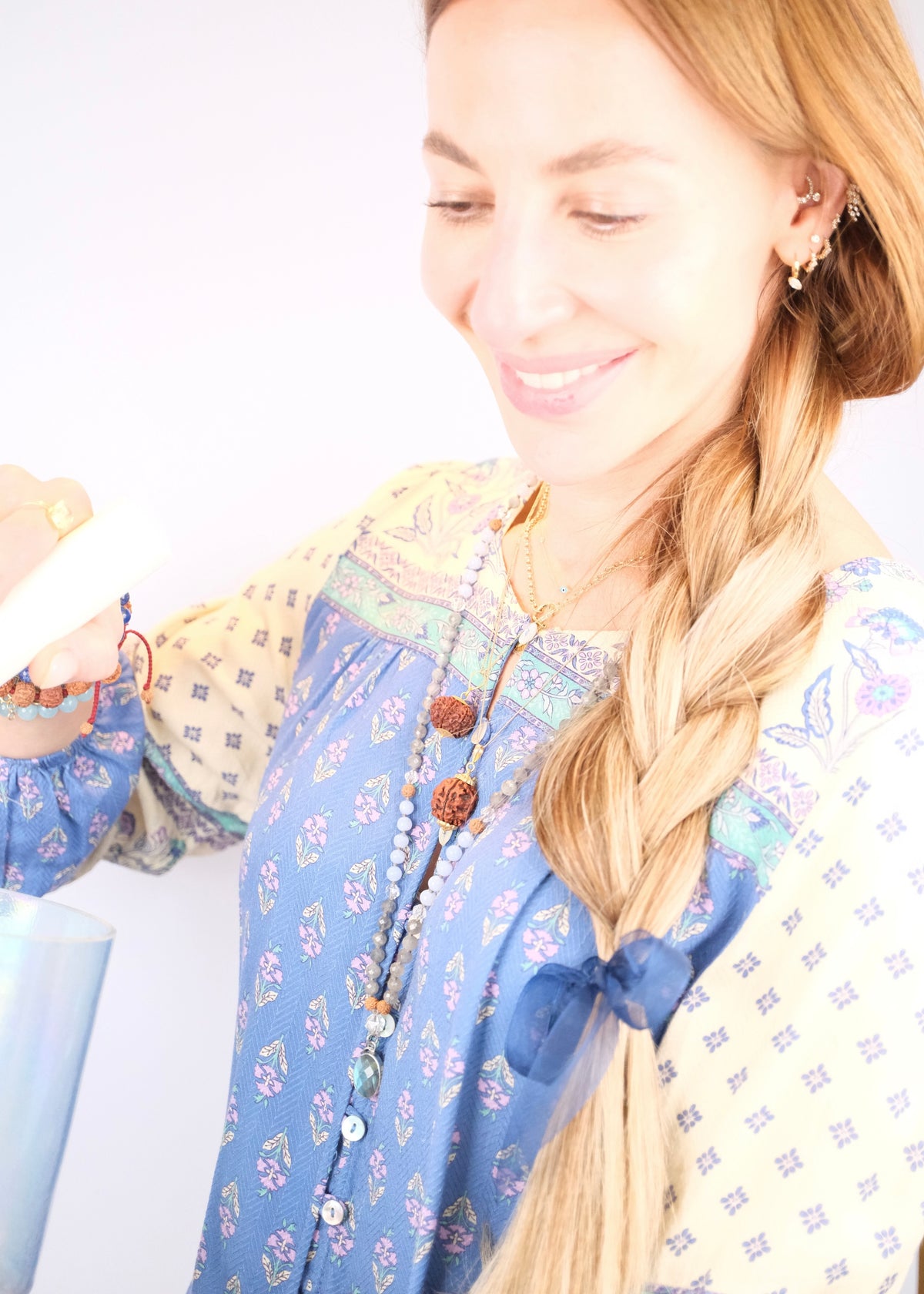 SOUL LIGHT Mala | Labradorite, Blue Lace Agate, Quartz, Rudraksha