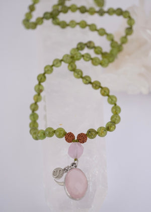 BHUVANESHWARI Goddess of the World Mala | Peridot, Lavender Amethyst, Rose Quartz