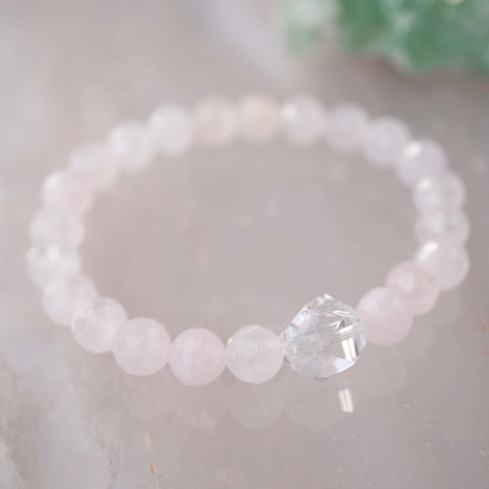 PREM ANANDA Bliss OF LOVE | Madagascan Rose Quartz & Herkimer Quartz