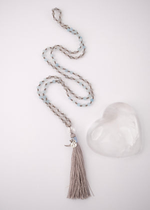PLEIADAS Star Beings Mala | Labradorite, Aquamarine, Herkimer