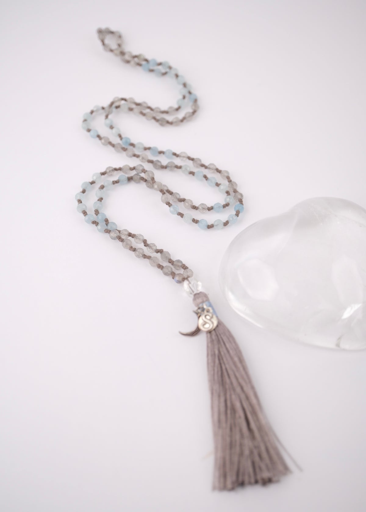 PLEIADAS Star Beings Mala | Labradorite, Aquamarine, Herkimer