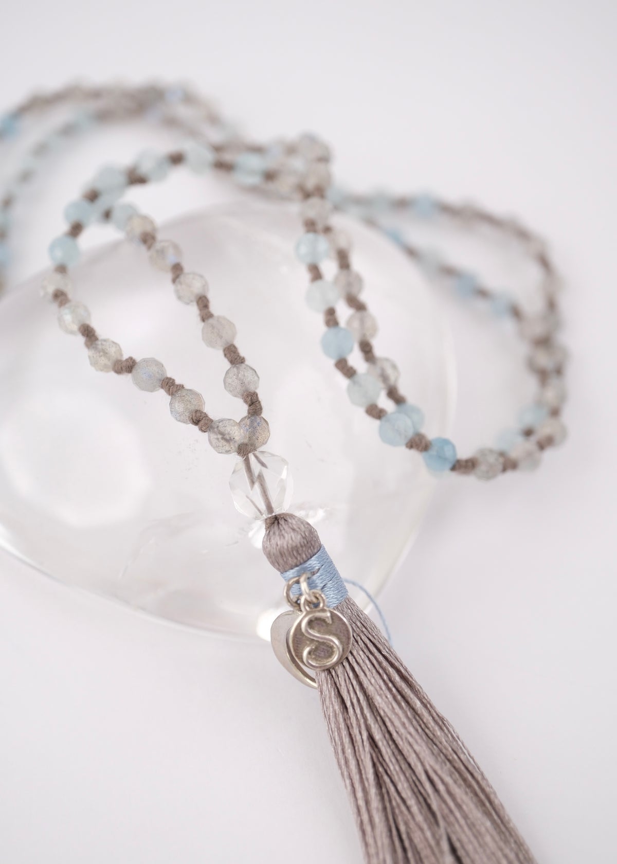 PLEIADAS Star Beings Mala | Labradorite, Aquamarine, Herkimer
