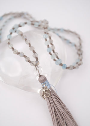 PLEIADAS Star Beings Mala | Labradorite, Aquamarine, Herkimer