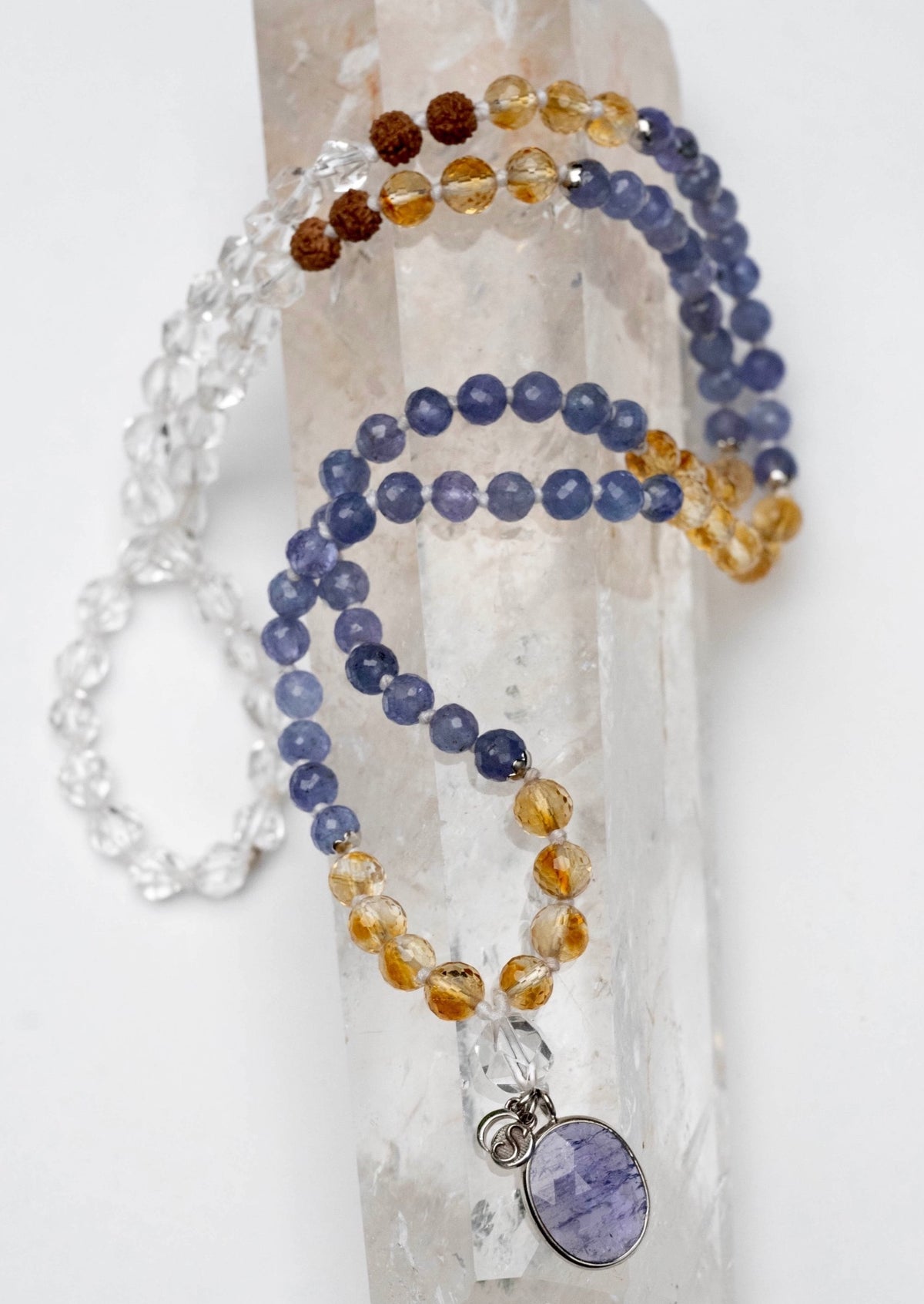 Bhaskaraya Mala | Tanzanite 18k White Gold, Citrine, Herkimer Diamonds