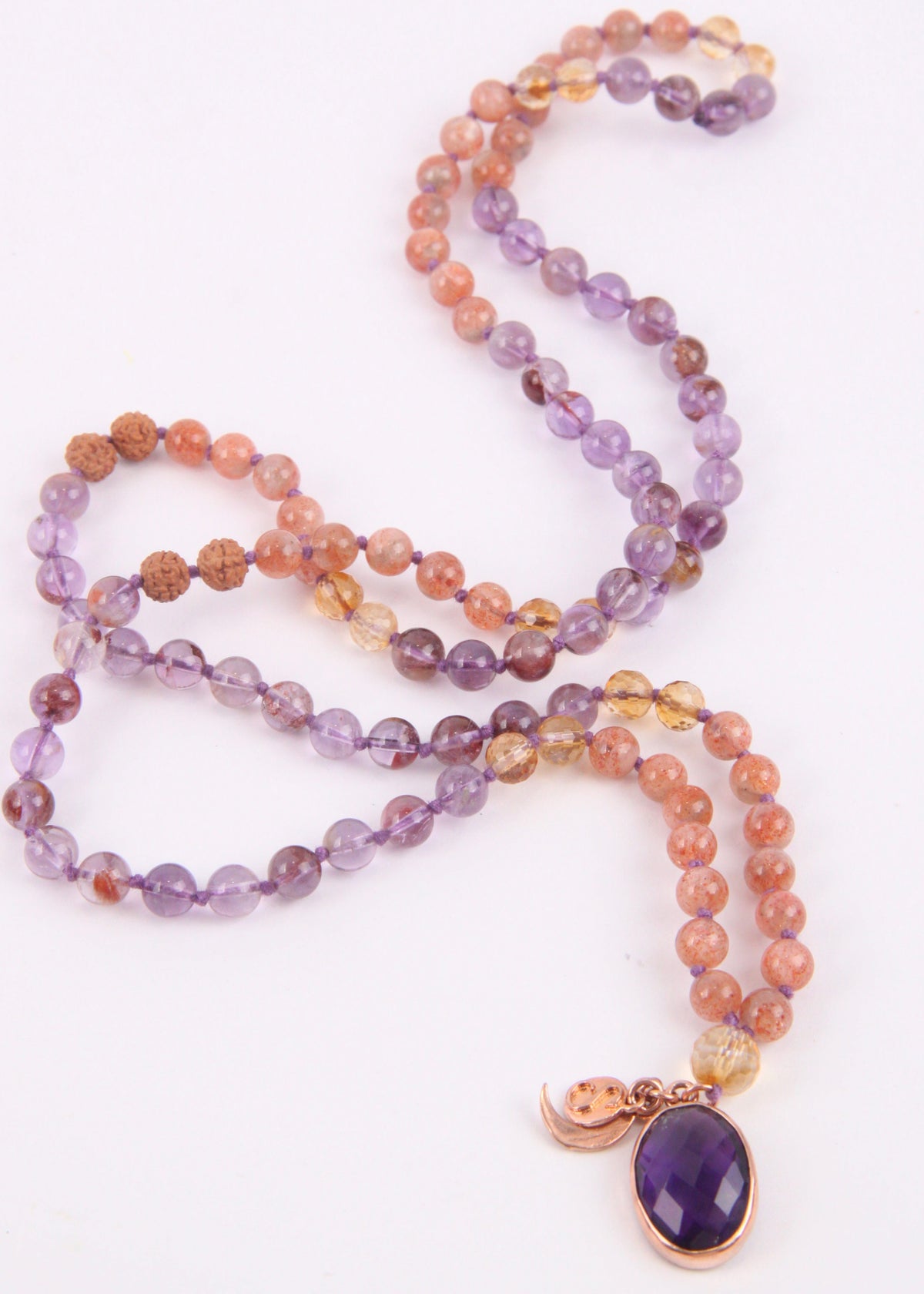 ĀRAMBHA New Beginnings Mala | Super 7, Amethyst Pendant