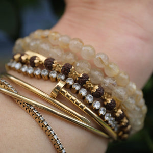 SAHASRAHA Crown Chakra Bracelet | Rutile Quartz or Gold in Quartz, Herkimer