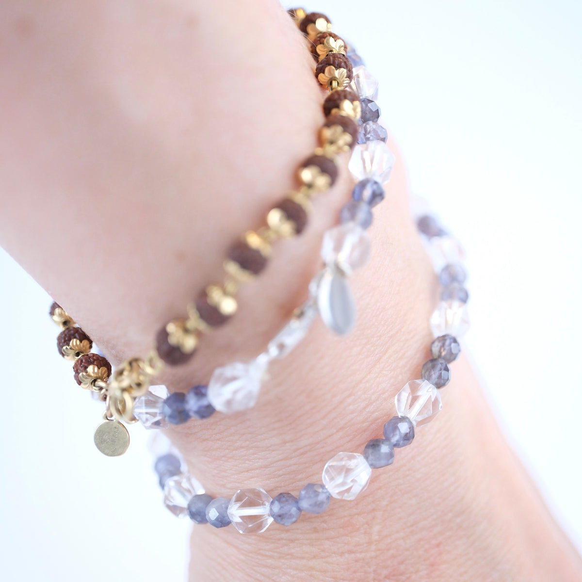 Light of the Shaman | Iolite, Herkimer Quartz wrap bracelet