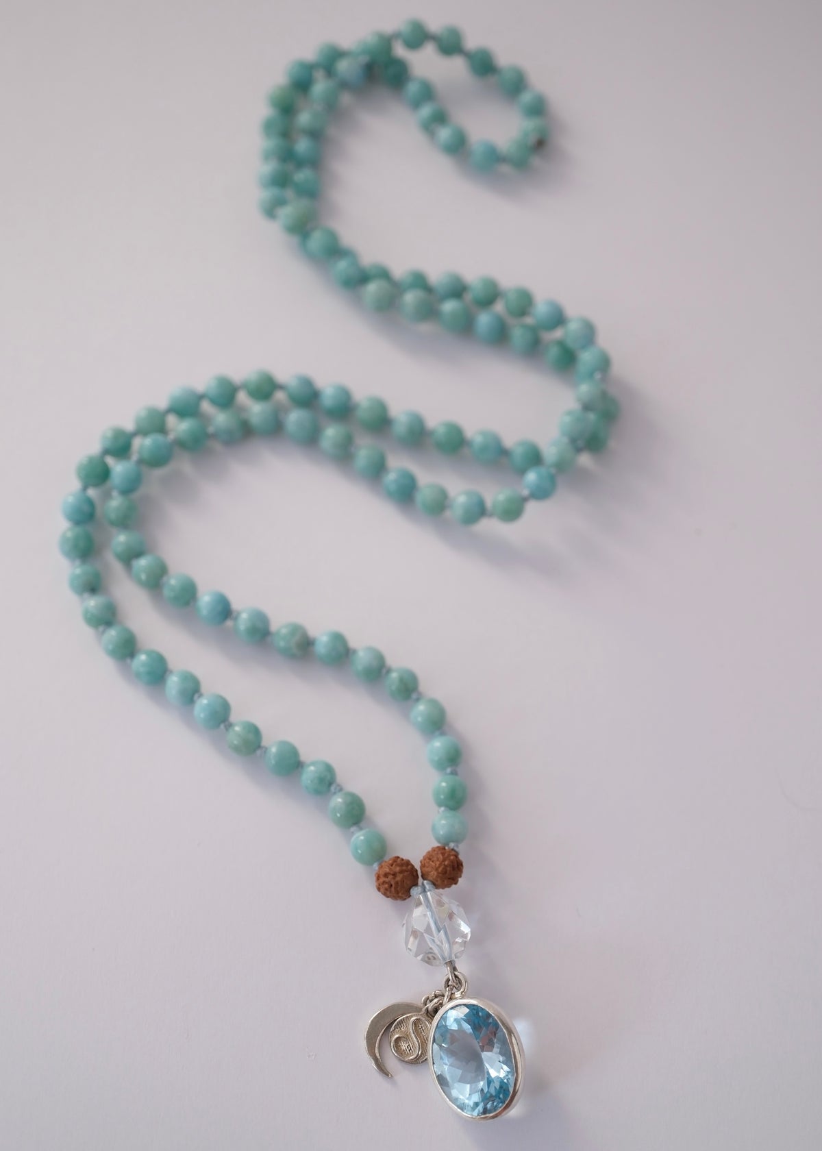 MANASAROVAR Many Treasures Mala | Larimar, Topaz