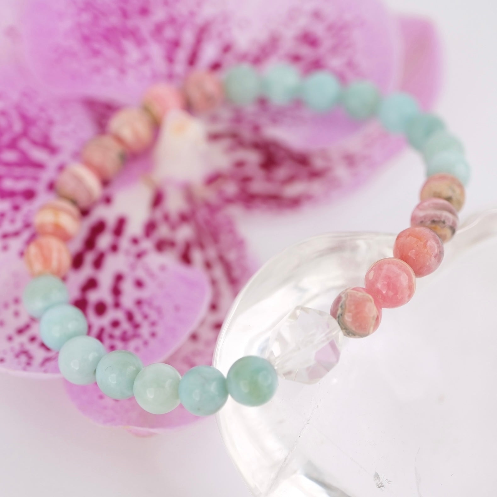 ANAND LOKA Plane of Bliss | Larimar, Rhodochrosite Bracelet