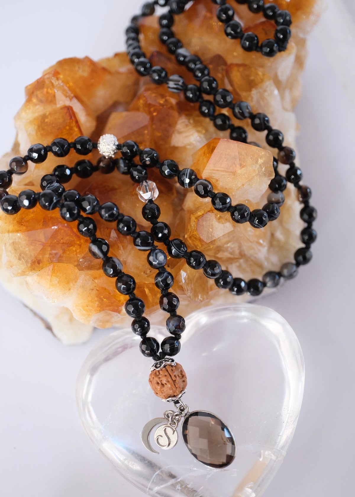 VAJRA ‘The Thunderbolt, Power to Push Through’ | Black Onyx, Smoky Quartz, Rudraksha