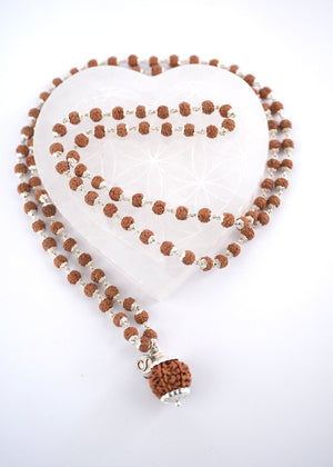 Sterling silver capped seven mukhi rudraksha
