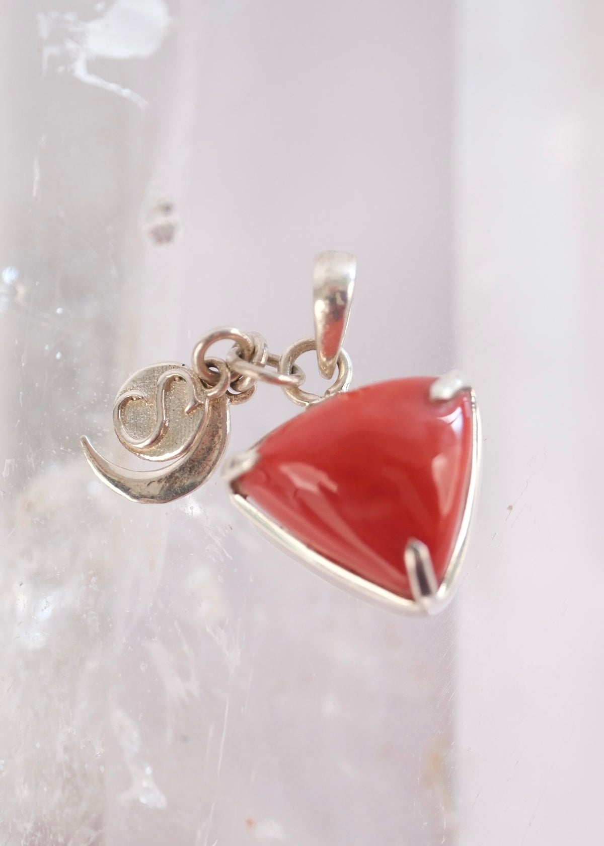 Italian red coral Mars pendant with Shivoham charms, blessed to empower Mangal