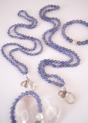KASHI Awakened Mala | Tanzanite & Himalayan Quartz | Shiva Consciousness